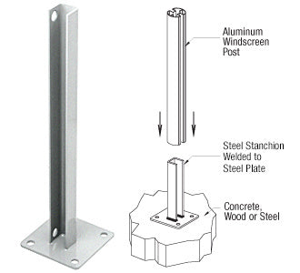 CRL AWS Steel Stanchion for 135 Degree Rectangular Center Posts