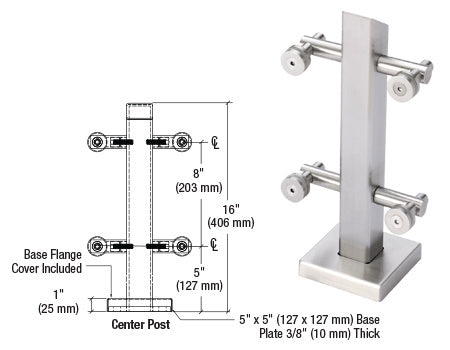 Point Supported Rails CRL 316 Point Supported Center Post