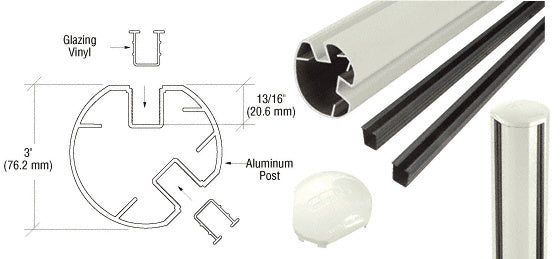 CRL AWS 3" Diameter Round 135 Degree 36" Post Kit