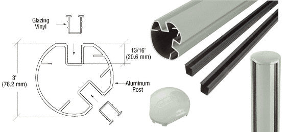 CRL AWS 3" Diameter Round 135 Degree 36" Post Kit