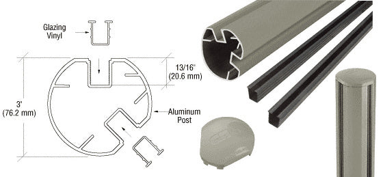 CRL AWS 3" Diameter Round 135 Degree 36" Post Kit