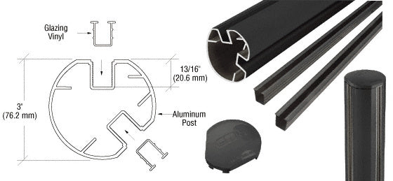 CRL AWS 3" Diameter Round 135 Degree 36" Post Kit