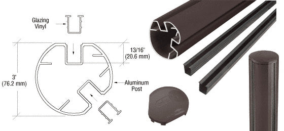 CRL AWS 3" Diameter Round 135 Degree 36" Post Kit