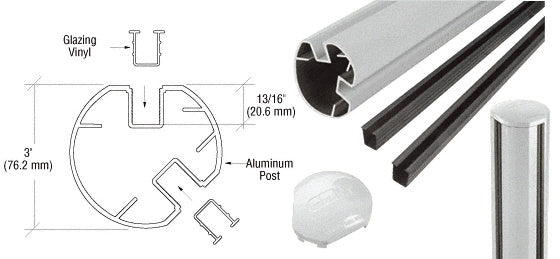 CRL AWS 3" Diameter Round 135 Degree 36" Post Kit