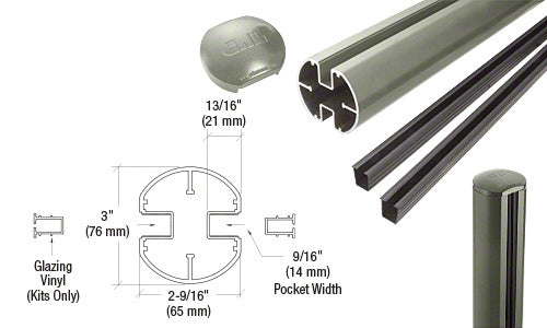 CRL 3" Diameter Round 180 Degree 36" Center Post Kit