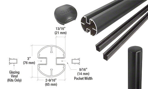 CRL 3" Diameter Round 180 Degree 36" Center Post Kit