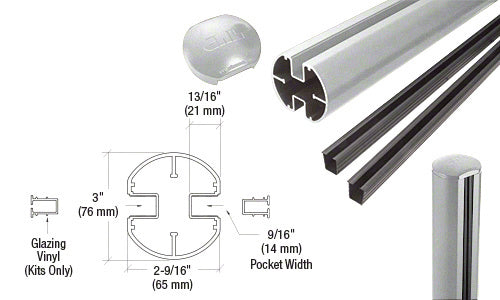 CRL 3" Diameter Round 180 Degree 36" Center Post Kit