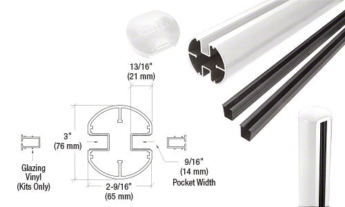 CRL 3" Diameter Round 180 Degree 36" Center Post Kit