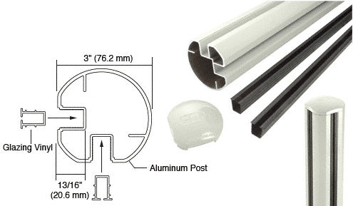 CRL AWS 3" Diameter Round 90 Degree 36" Corner Post Kit