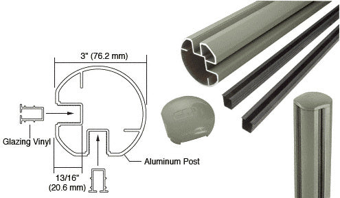 CRL AWS 3" Diameter Round 90 Degree 36" Corner Post Kit