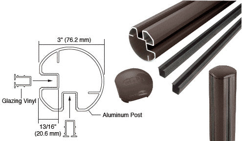 CRL AWS 3" Diameter Round 90 Degree 36" Corner Post Kit