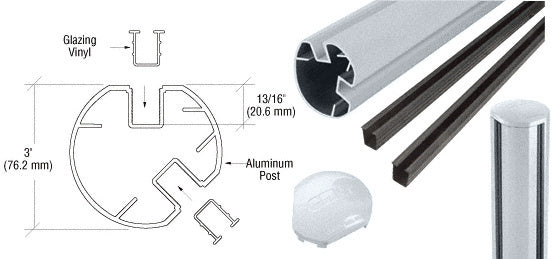 CRL AWS 3" Diameter Round 135 Degree 60" Post Kit