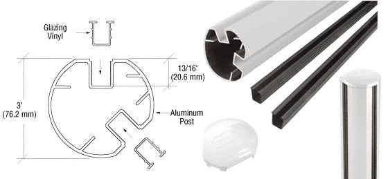 CRL AWS 3" Diameter Round 135 Degree 60" Post Kit