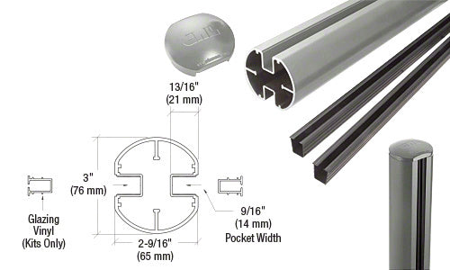 CRL AWS 3" Diameter Round 180 Degree 60" Center Post Kit