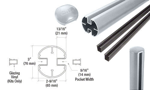 CRL AWS 3" Diameter Round 180 Degree 60" Center Post Kit