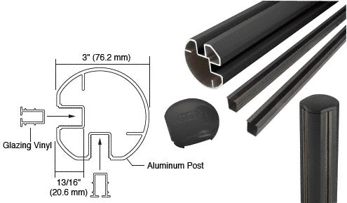 CRL AWS 3" Diameter Round 90 Degree 60" Corner Post Kit