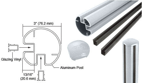 CRL AWS 3" Diameter Round 90 Degree 60" Corner Post Kit