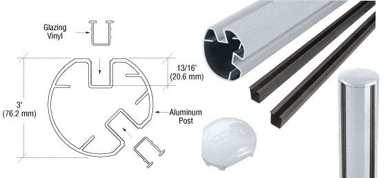 CRL AWS 3" Diameter Round 135 Degree 72" Post Kit