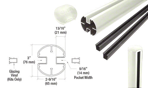 CRL AWS 3" Diameter Round 180 Degree 72" Center Post Kit