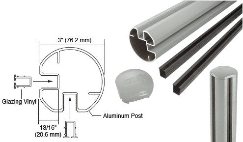 CRL AWS 3" Diameter Round 90 Degree 72" Corner Post Kit