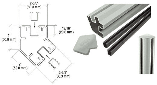 CRL AWS 36" Long 2" x 2-3/8" Rectangular 135 Degree Post Kit