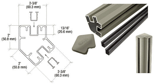 CRL AWS 36" Long 2" x 2-3/8" Rectangular 135 Degree Post Kit