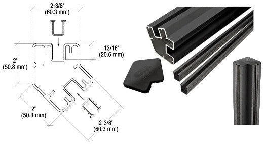 CRL AWS 36" Long 2" x 2-3/8" Rectangular 135 Degree Post Kit