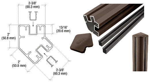 CRL AWS 36" Long 2" x 2-3/8" Rectangular 135 Degree Post Kit