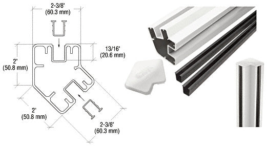 CRL AWS 36" Long 2" x 2-3/8" Rectangular 135 Degree Post Kit