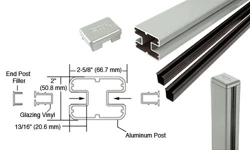 CRL AWS 2" x 2-5/8" Rectangular 180 Degree 36" Center Post Kit