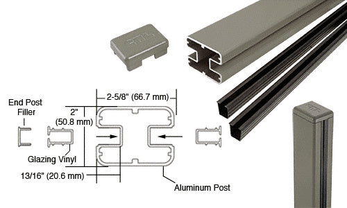 CRL AWS 2" x 2-5/8" Rectangular 180 Degree 36" Center Post Kit