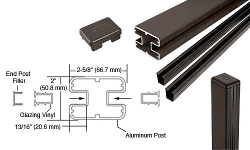 CRL AWS 2" x 2-5/8" Rectangular 180 Degree 36" Center Post Kit