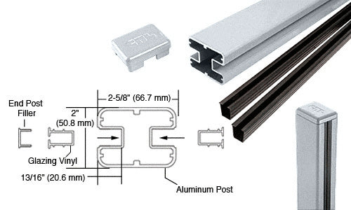 CRL AWS 2" x 2-5/8" Rectangular 180 Degree 36" Center Post Kit