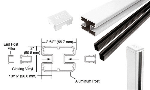 CRL AWS 2" x 2-5/8" Rectangular 180 Degree 36" Center Post Kit