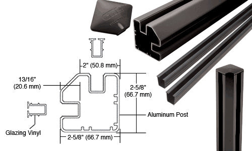 CRL AWS 2" x 2-5/8" Rectangular 90 Degree 36" Corner Post Kit