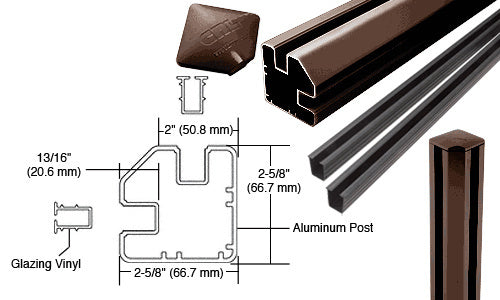 CRL AWS 2" x 2-5/8" Rectangular 90 Degree 36" Corner Post Kit