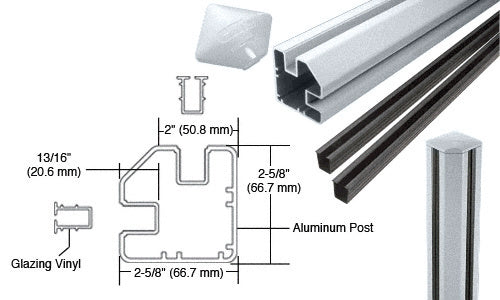 CRL AWS 2" x 2-5/8" Rectangular 90 Degree 36" Corner Post Kit