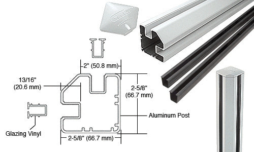 CRL AWS 2" x 2-5/8" Rectangular 90 Degree 36" Corner Post Kit