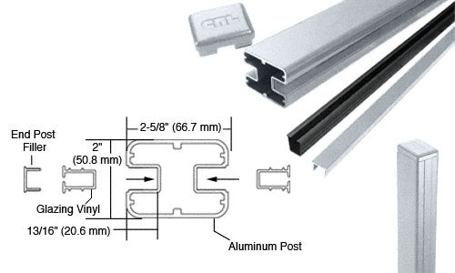 CRL AWS 2" x 2-5/8" Rectangular 180 Degree 36" End Post Kit