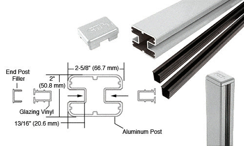 CRL AWS 2" x 2-5/8" Rectangular 180 Degree 48" Center Post Kit