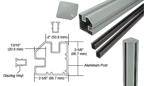 CRL AWS 2" x 2-5/8" Rectangular 90 Degree 48" Corner Post Kit