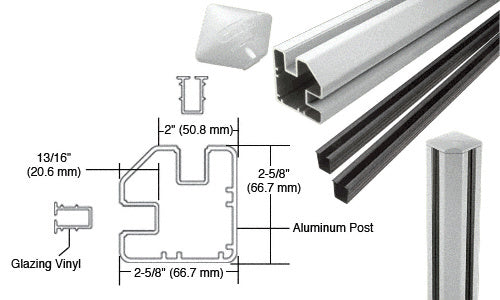 CRL AWS 2" x 2-5/8" Rectangular 90 Degree 48" Corner Post Kit