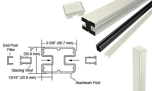 CRL AWS 2" x 2-5/8" Rectangular 180 Degree 48" End Post Kit