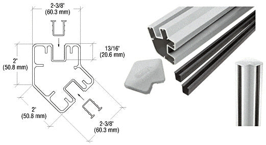 CRL AWS 60" Long 2" x 2-3/8" Rectangular 135 Degree Post Kit