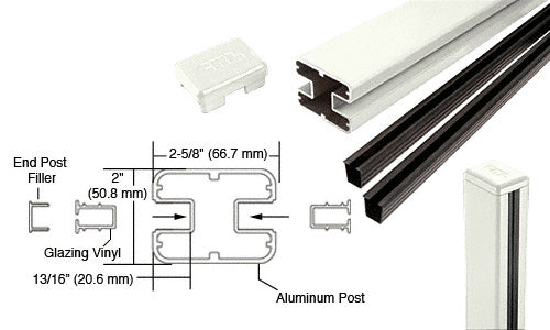 CRL AWS 2" x 2-5/8" Rectangular 180 Degree 60" Center Post Kit