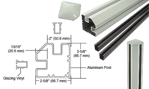 CRL AWS 2" x 2-5/8" Rectangular 90 Degree 60" Corner Post Kit