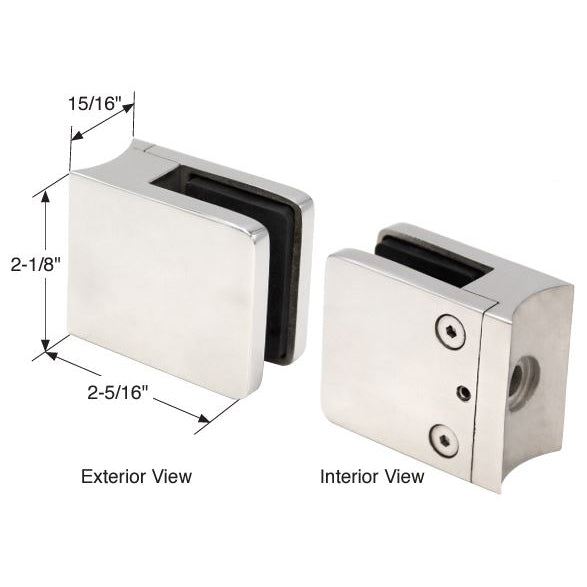 SQ Series Clamp W/ Radius Base For 1/4" And 5/16" Glass