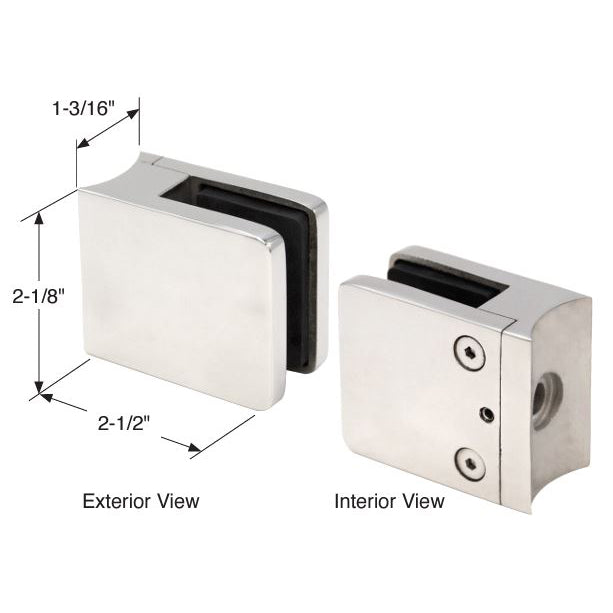 SQ Series Clamp With Radius Base For 1/2" And 9/16" Glass