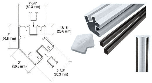 CRL AWS 72" Long 2" x 2-3/8" Rectangular 135 Degree Post Kit