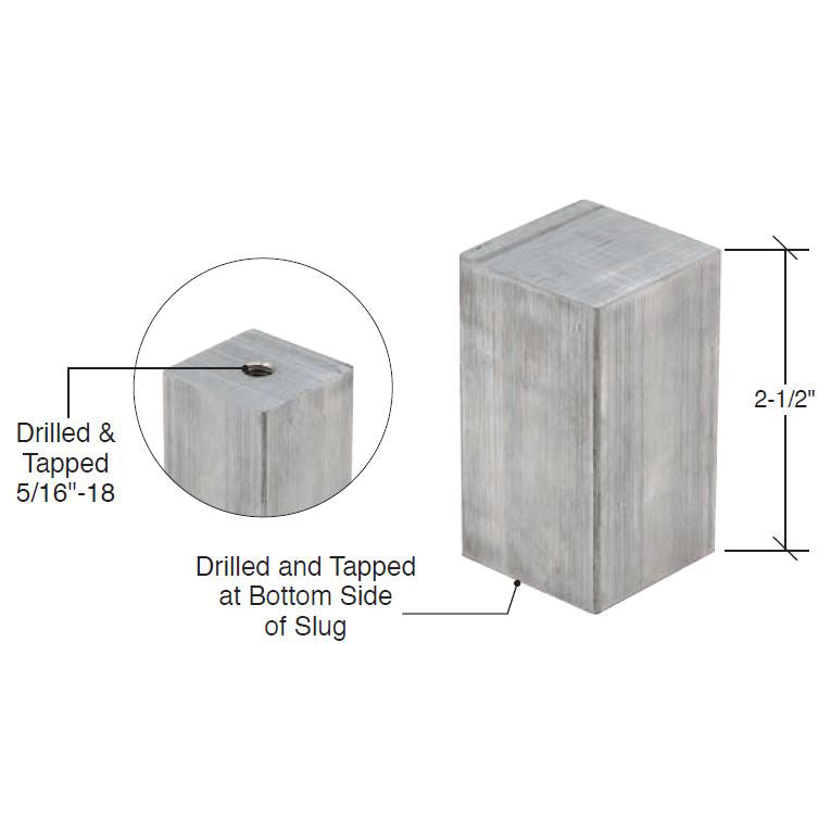 Concealed Mounting Lug 1-1/2" Square - Mill Stainless